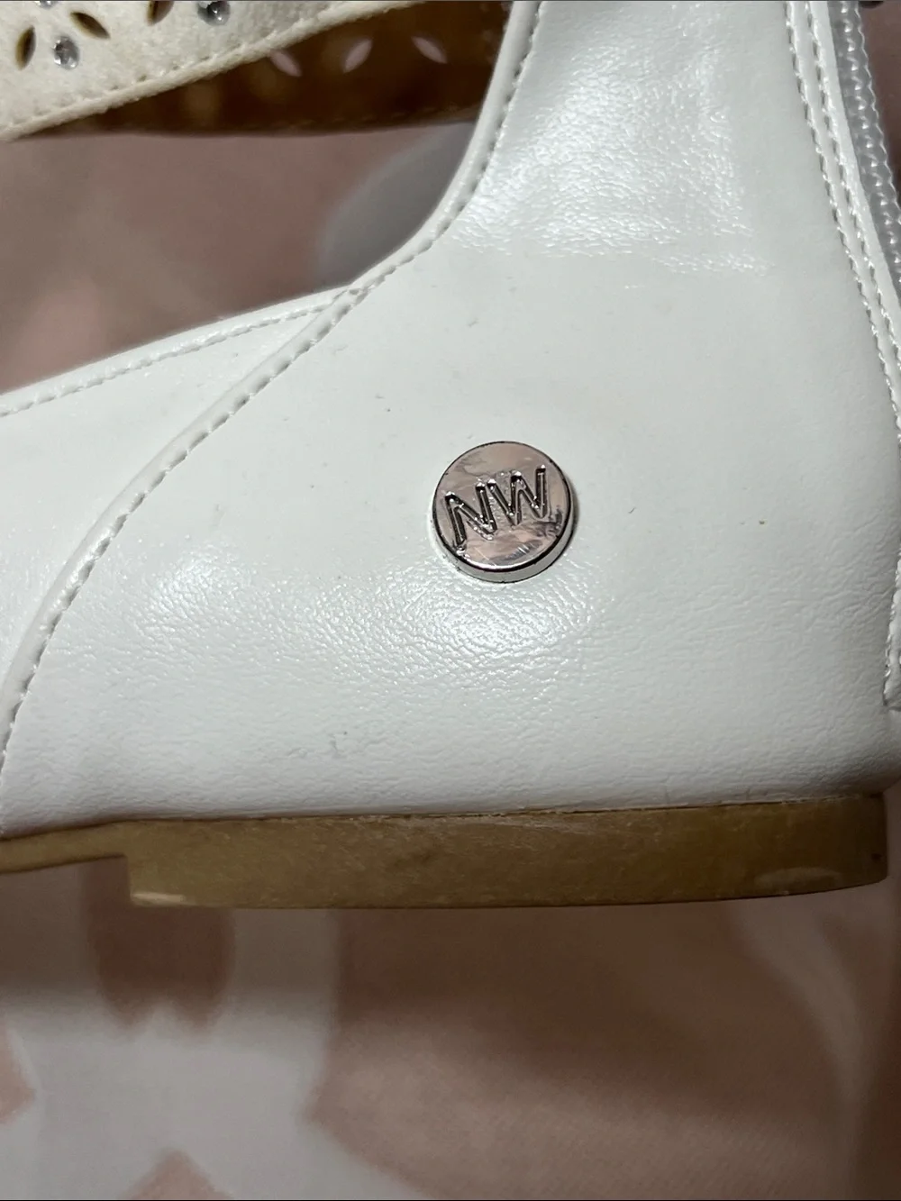 Nine West White Girls' Laser-Cut Ankle-Strap Ballet Flats